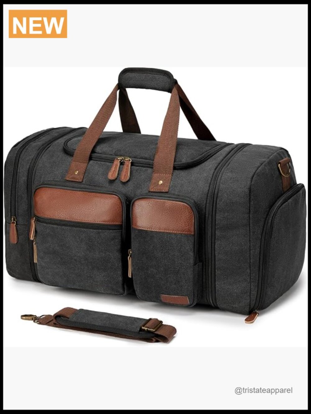 Expandable Canvas Travel Duffle Bag 50L Overnight Weekend Gym with Shoe